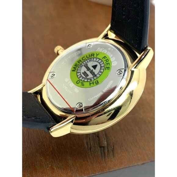 Movado Womens Watch 0607091 Ultra Slim Black Dial Swiss Quartz Gold Leather 35mm main image 9